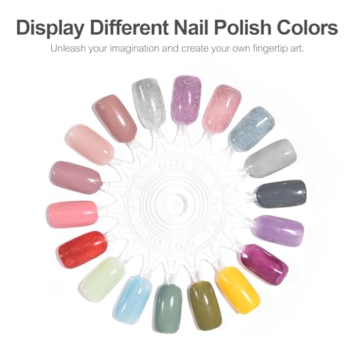 Siyuwuro 20Pcs Clear Nail Swatch Wheels for Acrylic Nail Art Display & Practice