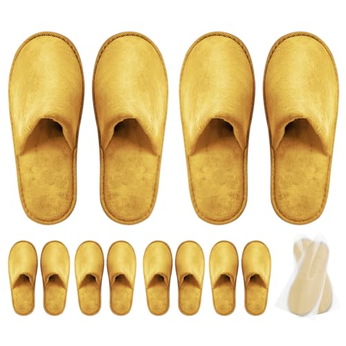 Large Yellow Disposable Spa Slippers for Premium Guests - 2-6 Pairs