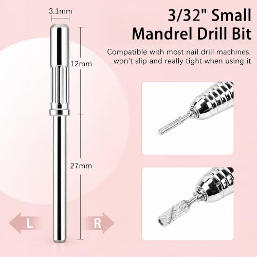 200 Pcs Zebra 180 Grit Nail Drill Sanding Bands with 2 Small Mandrel Bits - Rolybag
