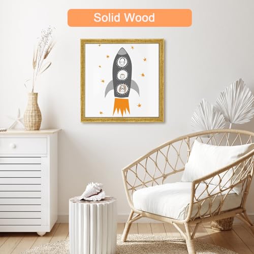 7x7 Inch Solid Wood Picture Frame - Gold Ornate Display