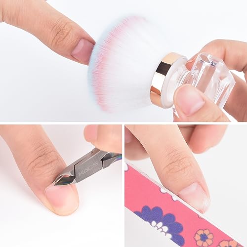KADS Flower Shape Nail Dust Brush with Crystal Base - Pink