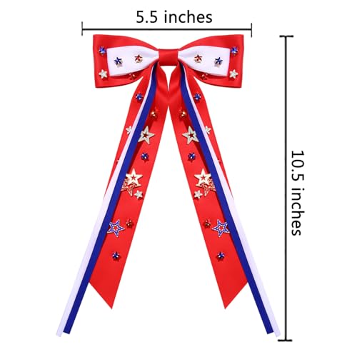Vokone 4th of July Patriotic Hair Bows for Women & Girls Red White Blue Star Clips