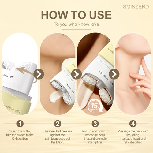 Neck Firming Cream with Roller - Anti-Aging Moisturizer for Crepey Skin