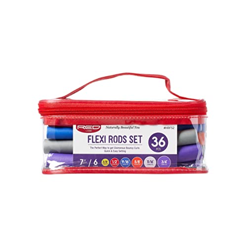 Red by Kiss 36PCS Flexible Curling Rods Set - No Heat Hair Rollers, 7 Inch