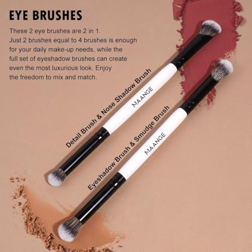 MAANGE 4-Piece Dual-Ended Makeup Brush Set - Foundation, Concealer, Blush, Eye