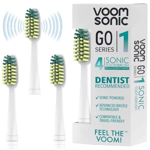 Voom Sonic Go 1 Replacement Brush Heads - 4 Count Soft Bristles