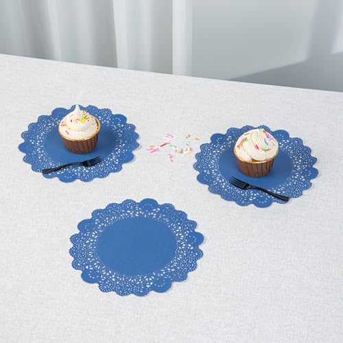 Navy Blue Paper Doilies - 100 Count, 8 Inch Lace Table Doilies