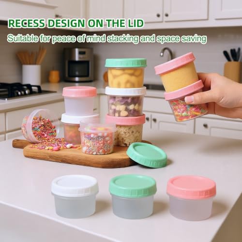 12 Pack 6.8 oz Food Storage Containers with Twist Top Lids - BPA Free, Leakproof, Microwave & Dishwasher Safe