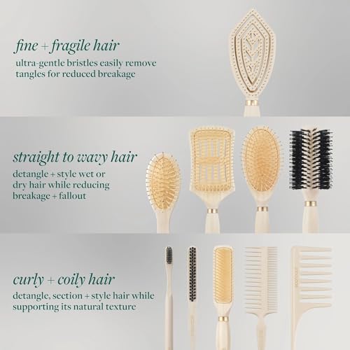 EcoTools Smoothing Detangler Paddle Brush - 1 Count | Flexible Bristles for Wet or Dry Hair