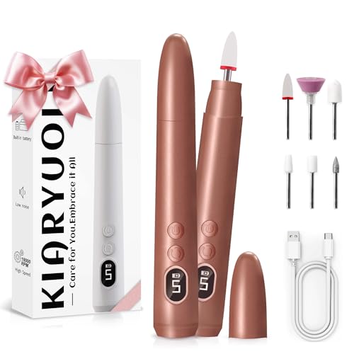 Kiaryuoll Cordless Nail Drill Kit with 5 Speeds, LED Light – Gold