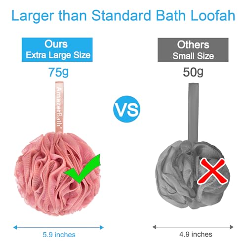 AmazerBath Exfoliating Loofah Sponge Set of 4 - Soft & Durable