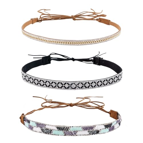 DOCILA Cowboy Hat Bands for Men & Women - B-KhakiBlackBlue