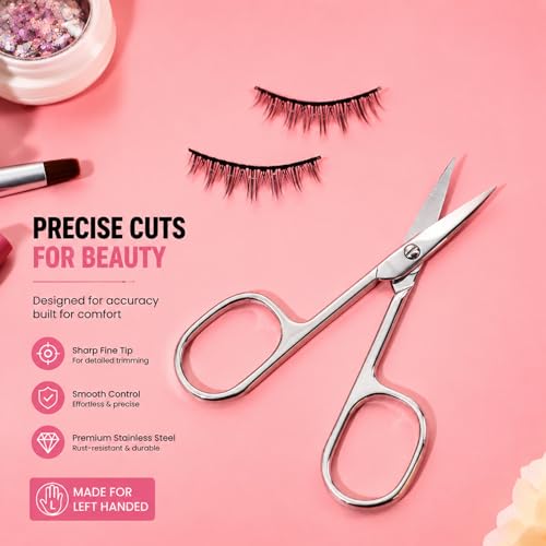 LIVINGO Left-Handed Curved Nail Scissors for Precise Manicure & Cuticle Care