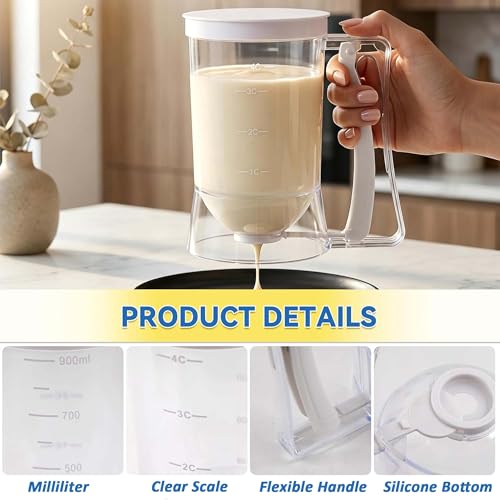 4-Cup Batter Dispenser with Squeeze Handle for Pancakes & Waffles