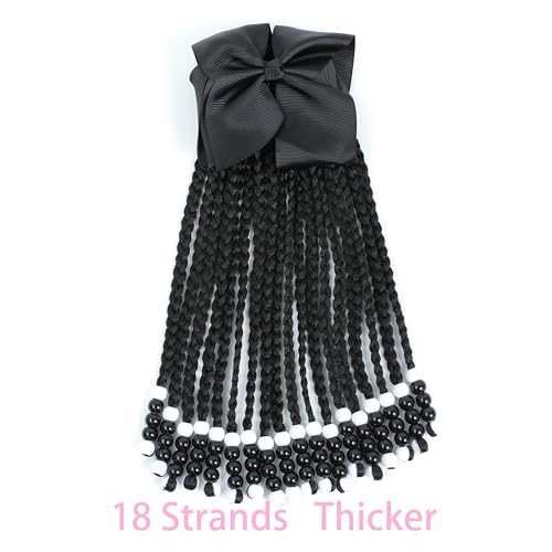 Kids Ponytail Extensions with Beads - Detachable Synthetic Braid for Girls, Protective Hair Accessory