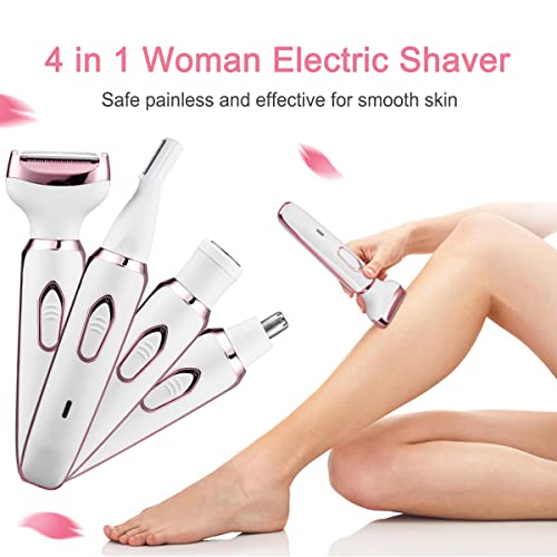 4-in-1 Women’s Electric Razor & Trimmer – Painless Facial & Body Hair Removal