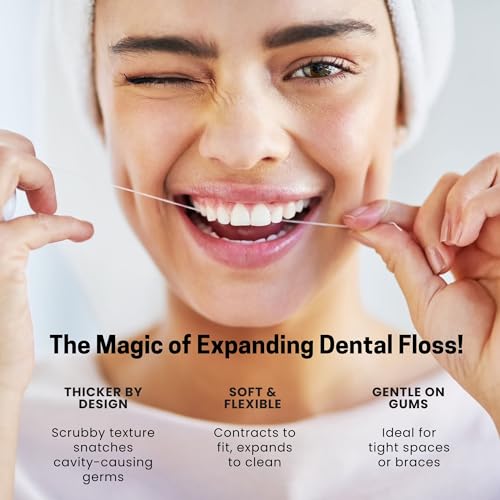 The Floss Master Expandable Mint Dental Floss 3 Pack - Plastic-Free Dispenser, Gentle Glide for Deep Cleaning