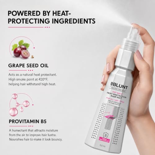BBLUNT Heat Protectant Spray for Hair - Thermal Shield & Frizz Control, 150ml