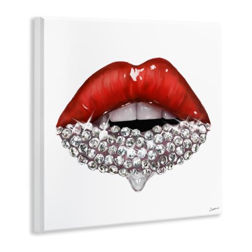 Glam Gem Lips Wall Art Plaque - 12x12 Inch Mounted Print