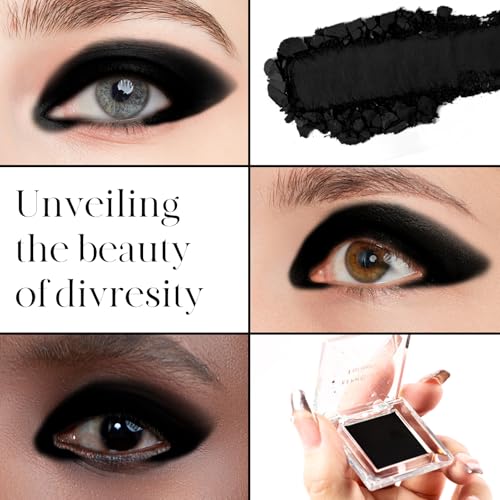 BEPHOLAN 2 Pcs Matte Black Eyeshadow Palette & Cake Eyeliner Powder - Versatile Eye Makeup