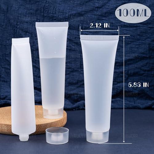 AUEAR 100ml Refillable Soft Squeeze Travel Tubes, 24 Pack