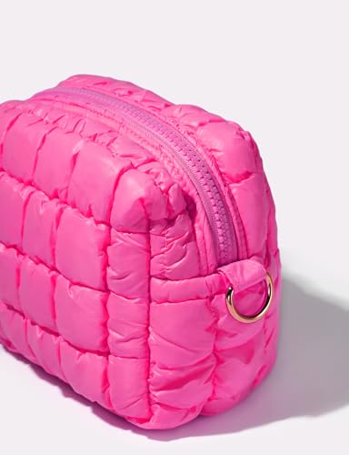 Yarnic Quilted Makeup Bag - Neon Pink Small Travel Organizer