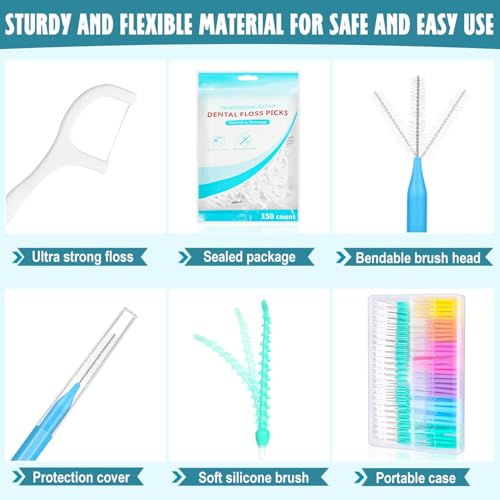 450-Piece Interdental Brush and Floss Pick Kit for Braces and Teeth