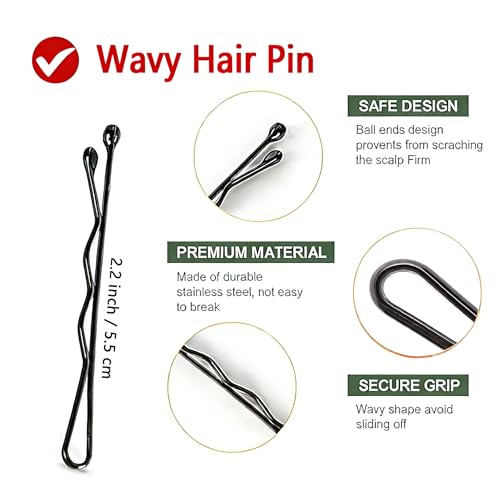 100 Pcs Black Bobby Pins - Non-Slip Hair Clips for All Hair Types