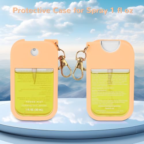KYRGEU 3 Pack Hand Sanitizer Spray Cases for Touchland Power Mist 1 oz - Silicone Keychain Holders in Red, Orange, Pink