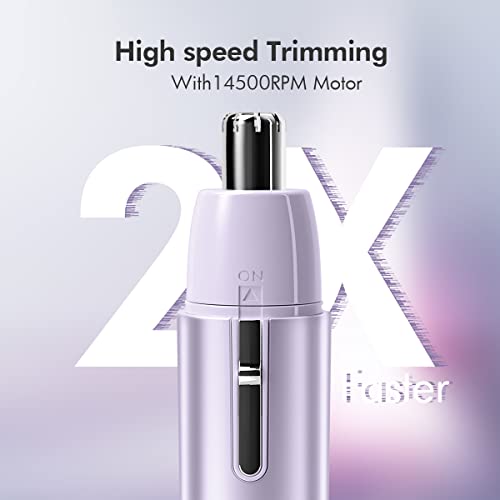 Purple Nose & Ear Hair Trimmer for Women, Painless Water-Resistant Pen-Style