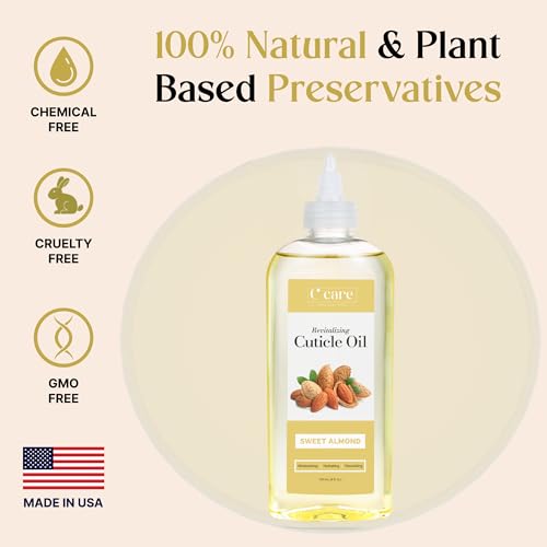 C CARE Sweet Almond Cuticle Oil - 8 Fl Oz for Stronger Nails