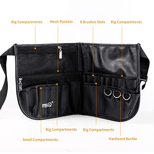 MSQ Large Capacity Makeup Brush Bag with Adjustable Belt Strap
