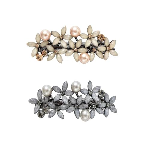 Women Hair Barrettes French Style Hair Bow Clips for Girls - Set D, 2 Pcs