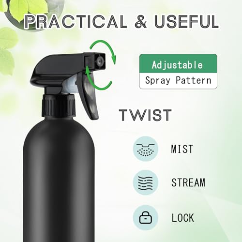 16oz Plastic Spray Bottles 6-Pack - Heavy-Duty HDPE Fine Mist/Stream, Leakproof Trigger, Adjustable For Cleaning, Garden, Essential Oils