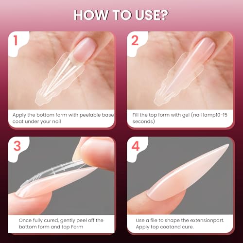 C12rtive Sandwich Nails Dual Forms 280Pcs Nail Extension Molds #48 for DIY & Professional Use
