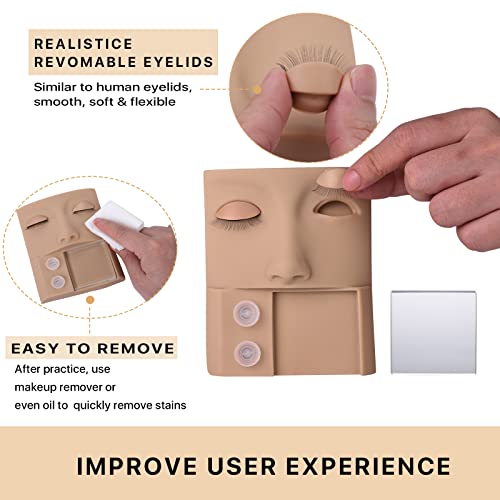 Miuffue 3-in-1 Eyelash Mannequin Head Practice Kit with Glue Rings & Tray - 1 Count