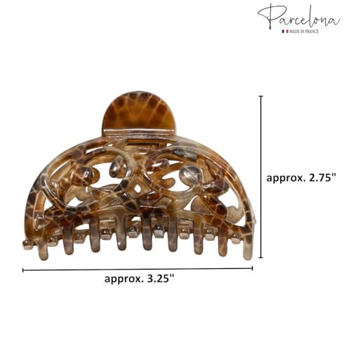 Parcelona French Hair Claw Clip, 3.25 Inch Medium Python Print Jaw Clip