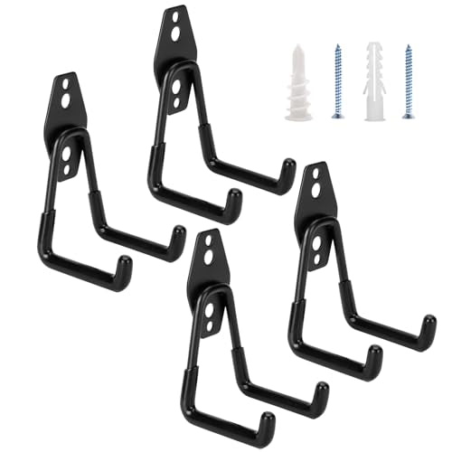 Heavy-Duty Garage Hooks - 4 Pack Utility Steel Hangers for Tools