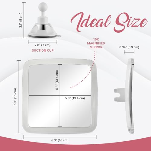 MIRRORVANA 10X Magnifying Makeup Mirror with Suction Cup - Portable Vanity for Travel & Skin Care