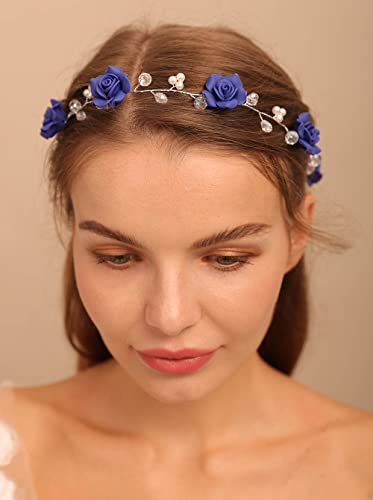 Blue Crystal Bridal Hair Vine - Wedding Hair Accessories for Brides