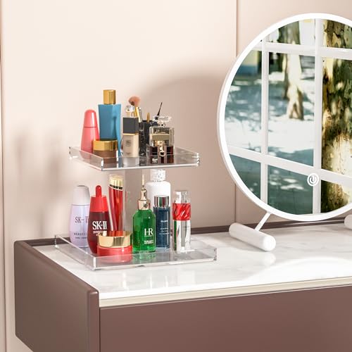 2-Tier Acrylic Perfume Organizer Tray 10x10 for Dresser