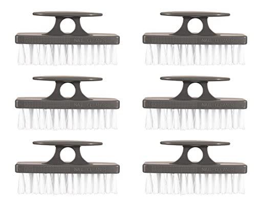 Superio 6-Pack Gray Nail Brushes for Hand, Foot & Kitchen Cleaning - All-Purpose Stiff Scrub Brushes
