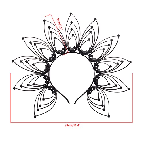 BPURB Gothic Halo Sunburst Zip Tie Feather Crown Headband (Black Variation)