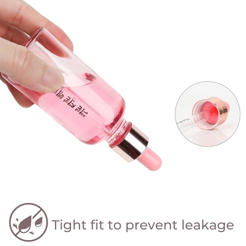 CycleMore 12 Pack 1 oz Pink Glass Boston Bottles with Droppers