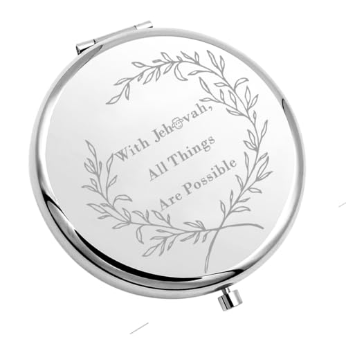 Silver Compact Mirror with Bible Verse - Personalized Travel Gift for Women