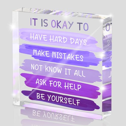 Purple Acrylic Desk Sign - 'It Is Okay To...' Affirmation Decor