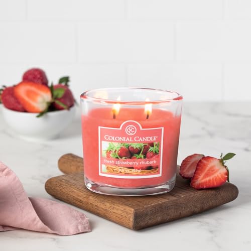 Colonial Candle Fresh Strawberry Rhubarb Scented Jar Candle - 2 Wick, 3.5 oz