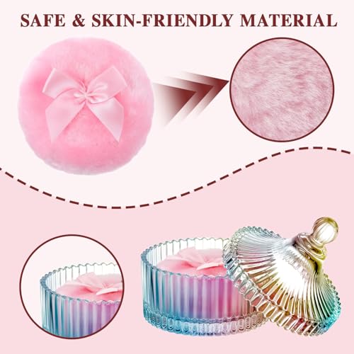 HUGOMOVA Oversized Crystal Powder Container & 4 Ultra-Soft Velour Puffs Set