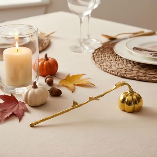 AIM & GGKK Gold Pumpkin Candle Snuffer - Decorative Long Handle Extinguisher