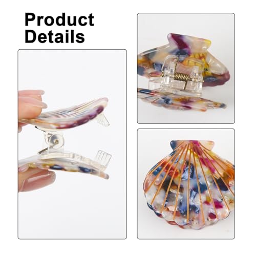 3 Pcs Mermaid Seashell Hair Clips - Cute Claw Clips in 3 Colors